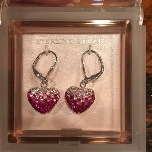 Pink Crystal Sterling Silver Earrings